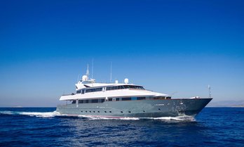 Charter yacht BELLA STELLA underway, surrounded by sea